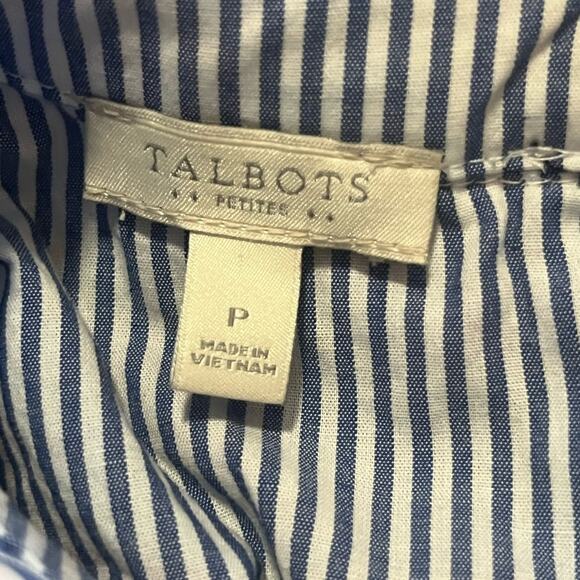 Talbots Petite Pique Cotton Knit Dress Preppy Academia Striped Collar Cuffs SP - Picture 6 of 7